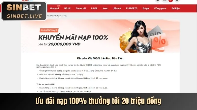 Ưu đãi nạp tiền lần đầu tại G666 Thể Thao